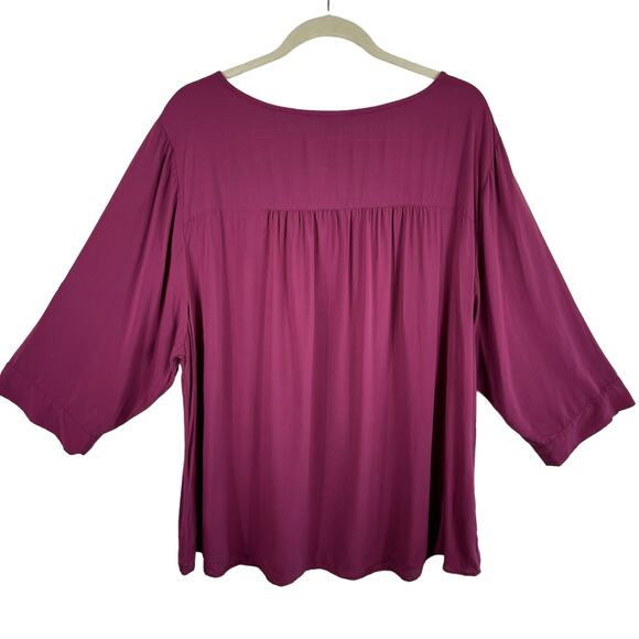 Torrid Mauve Purple Pink 3/4 Roll Tab Sleeve Lightweight Rayon Blouse Size 3X - Picture 2 of 7